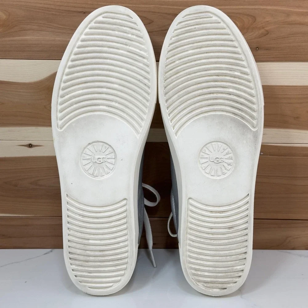UGG Zilo Silver Metallic Leather Sneakers‎ Casual Comfort Shoes Women's Size 11